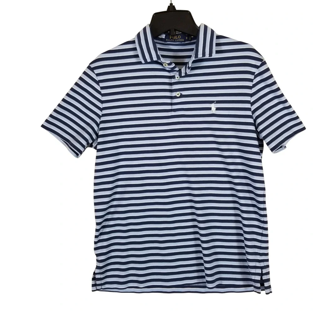 Polo Ralph Lauren Polo Shirt Mens Small Blue Striped Short Sleeve Cotton Pony